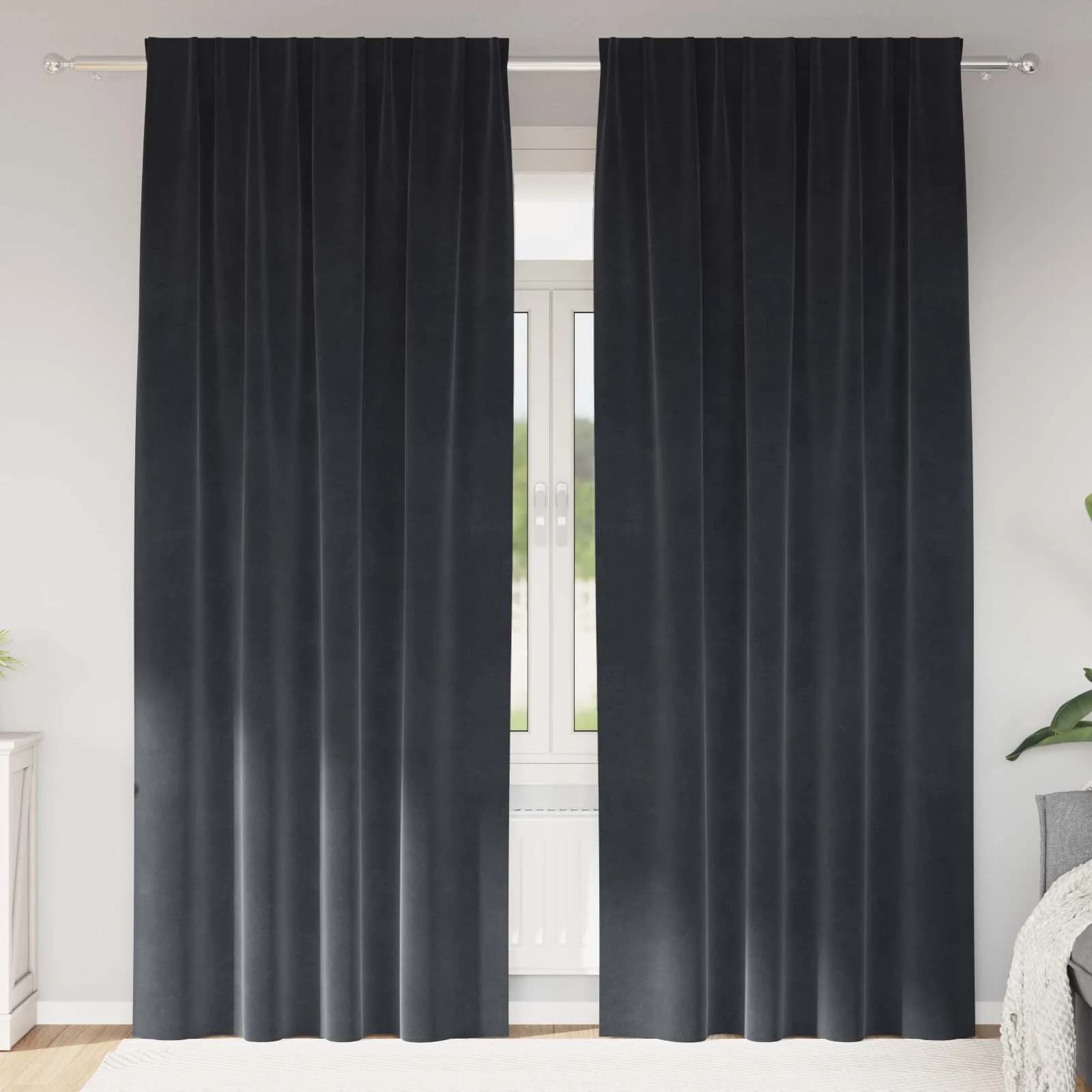 Zatemnitvene zavese 2 kos Temno siva 140 x 225 cm Žamet