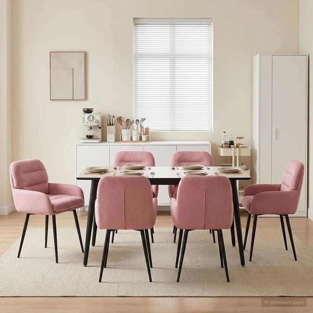 Jedilni stoli 6 kos Žamet Roza 59 x 59,5 x 90 cm