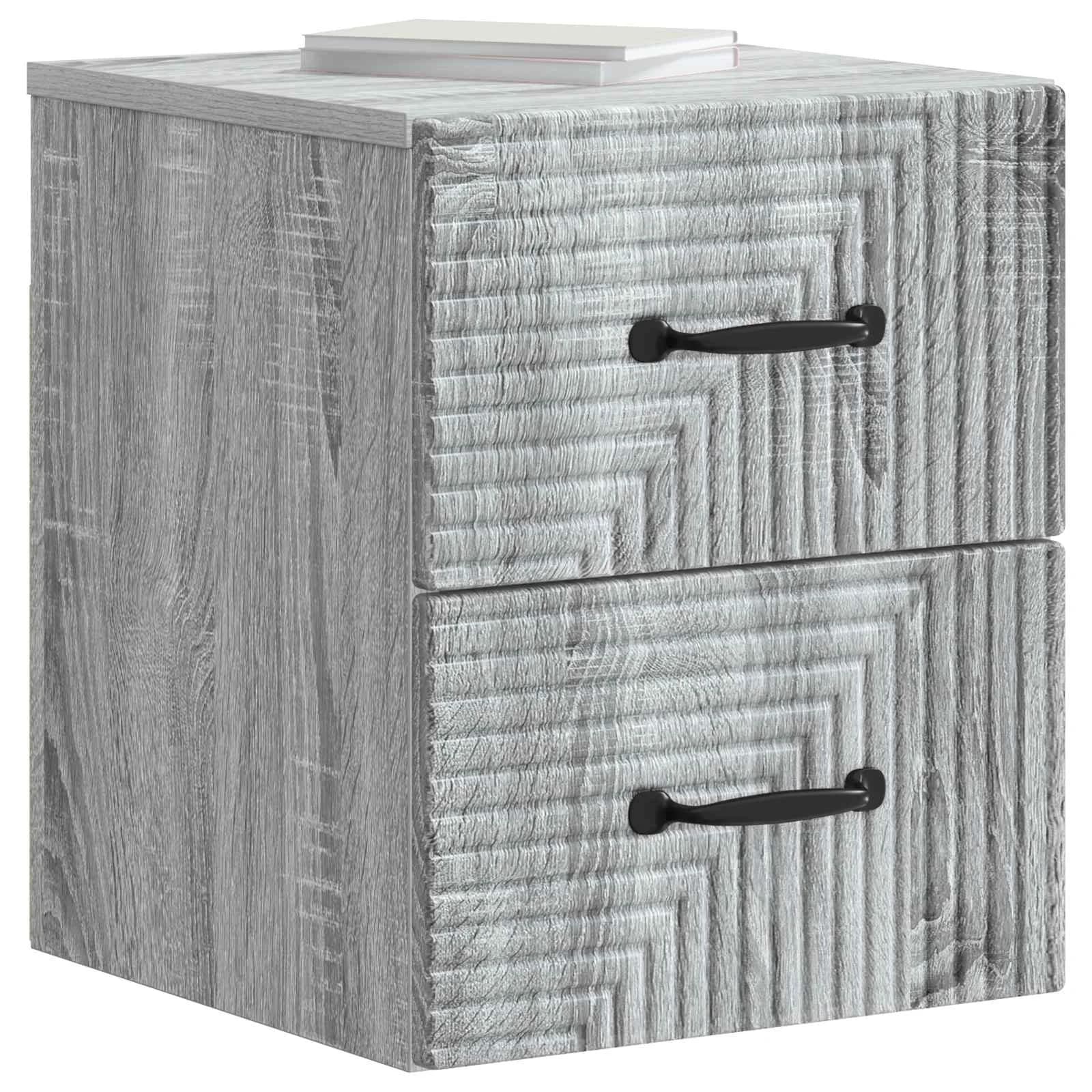 Stenski nočni omarici s predalom Siva Sonoma 34,5 x 33 x 40 cm - slika 3