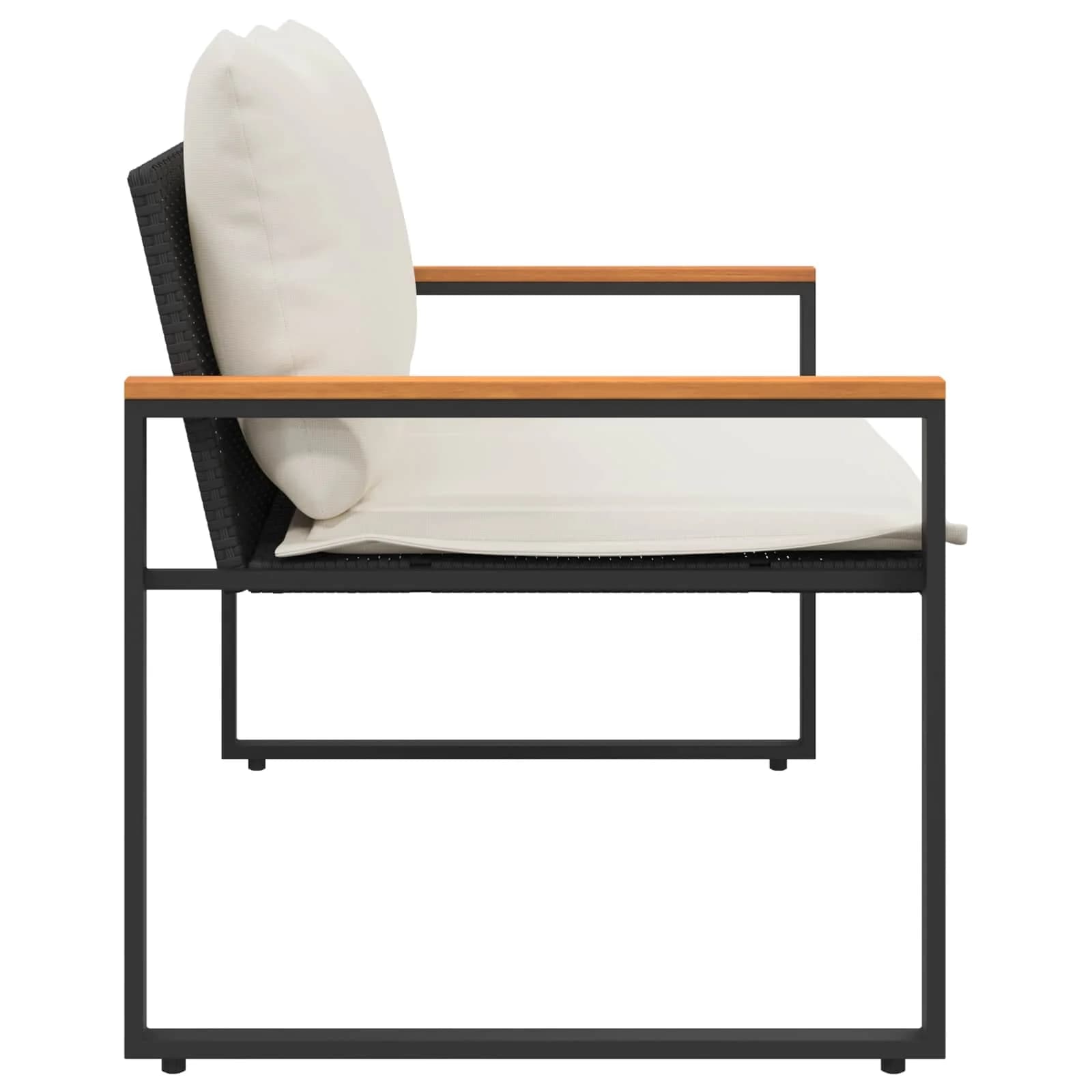 klop z blazino Črna in krem bela 115 x 65 x 72 cm Ratan - slika 6
