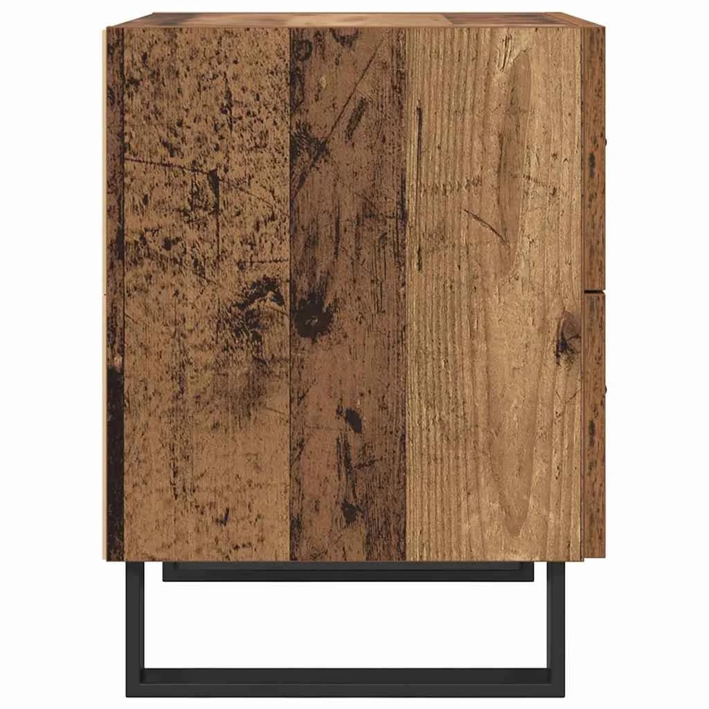 Nočna omarica 2 kos Staro les in črna 40 x 35 x 47,5 cm - slika 8