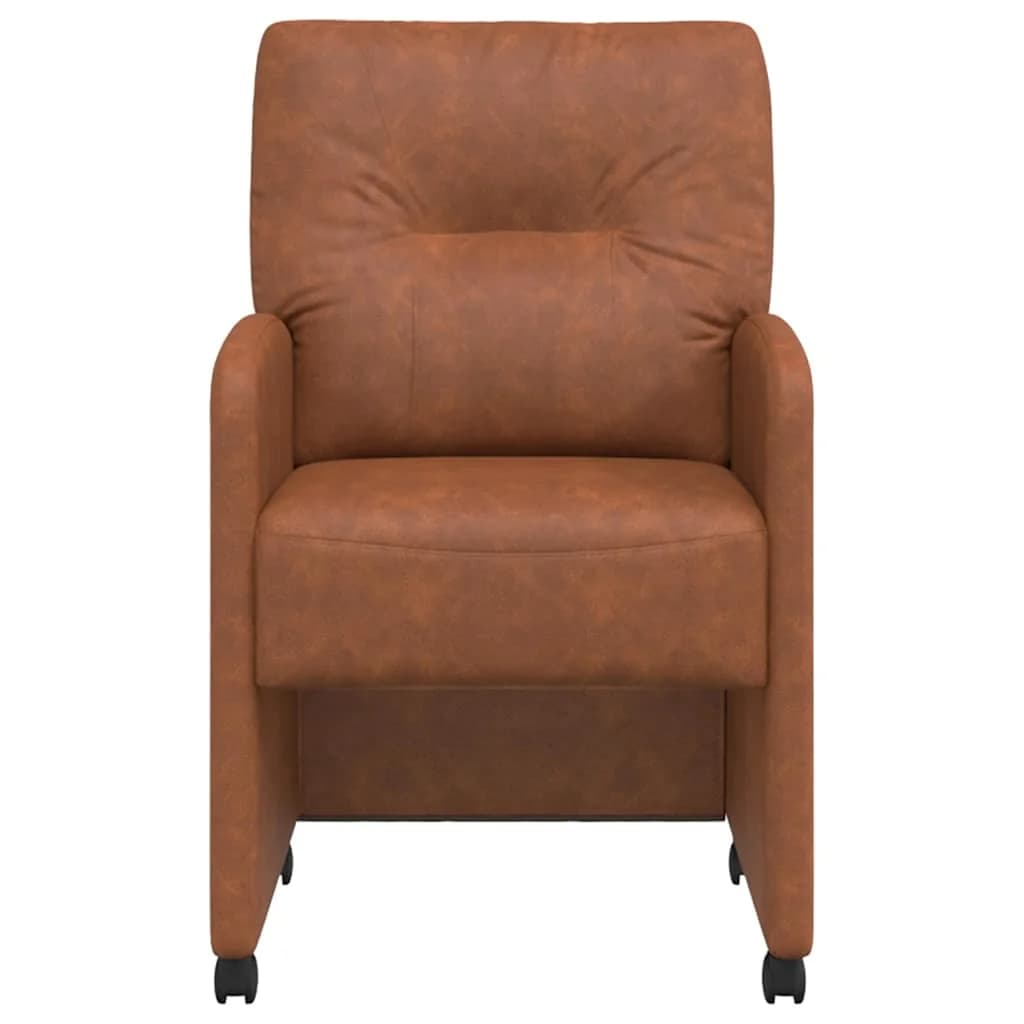 Jedilni stoli s kolesi 2 kos Umetna koža Rjava 57 x 67 x 95 cm - slika 4