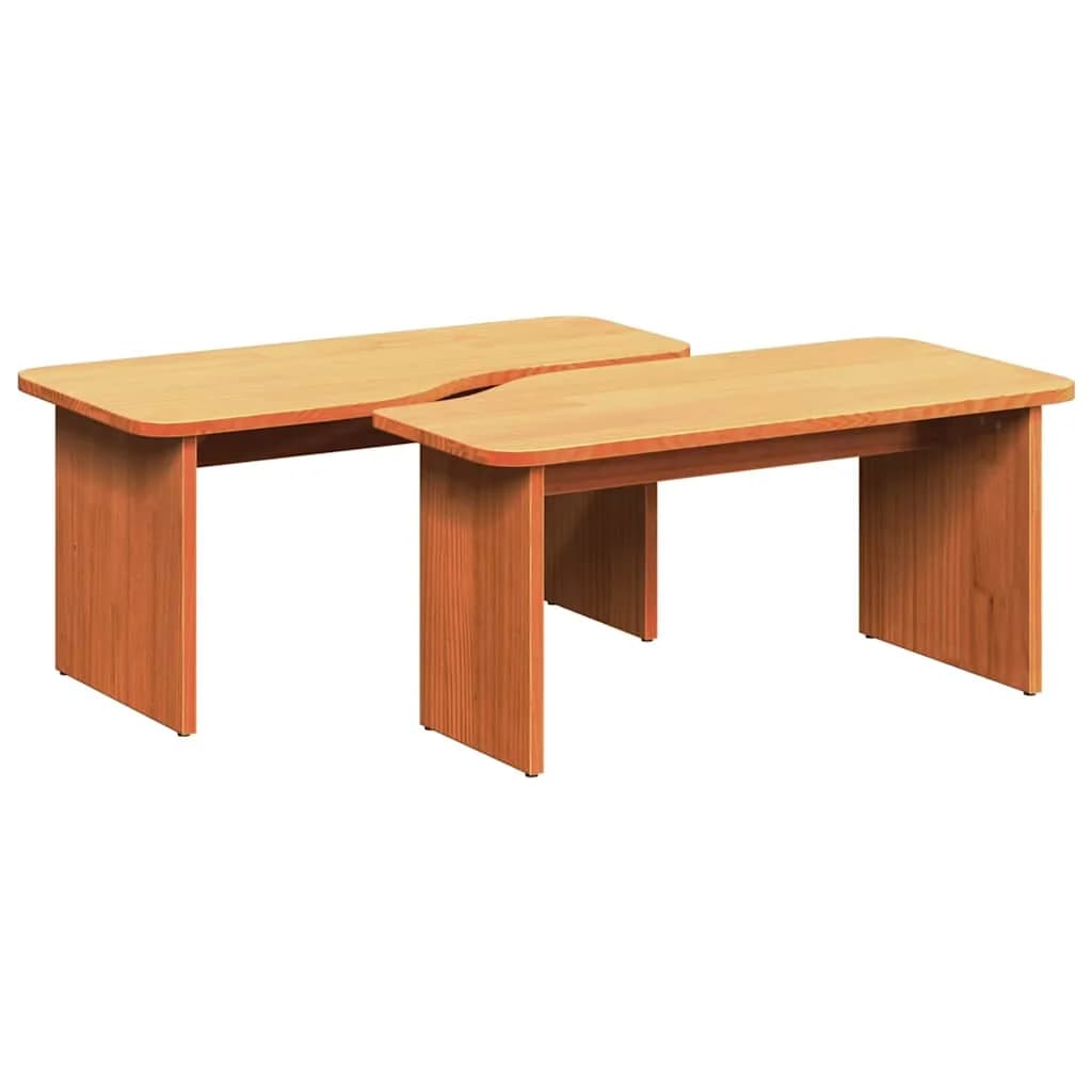 Klubska miza 2 kos Voskast rjav 100 x 69 x 35,5 cm - slika 2