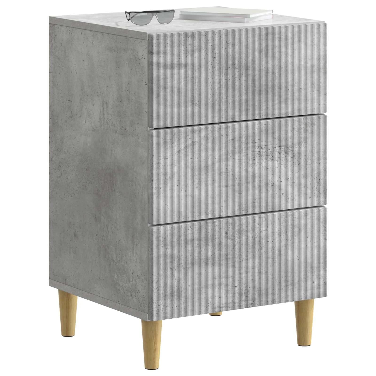 Nočna omarica Betonsko siva 43 x 41 x 66,5 cm Inženirski les - slika 3