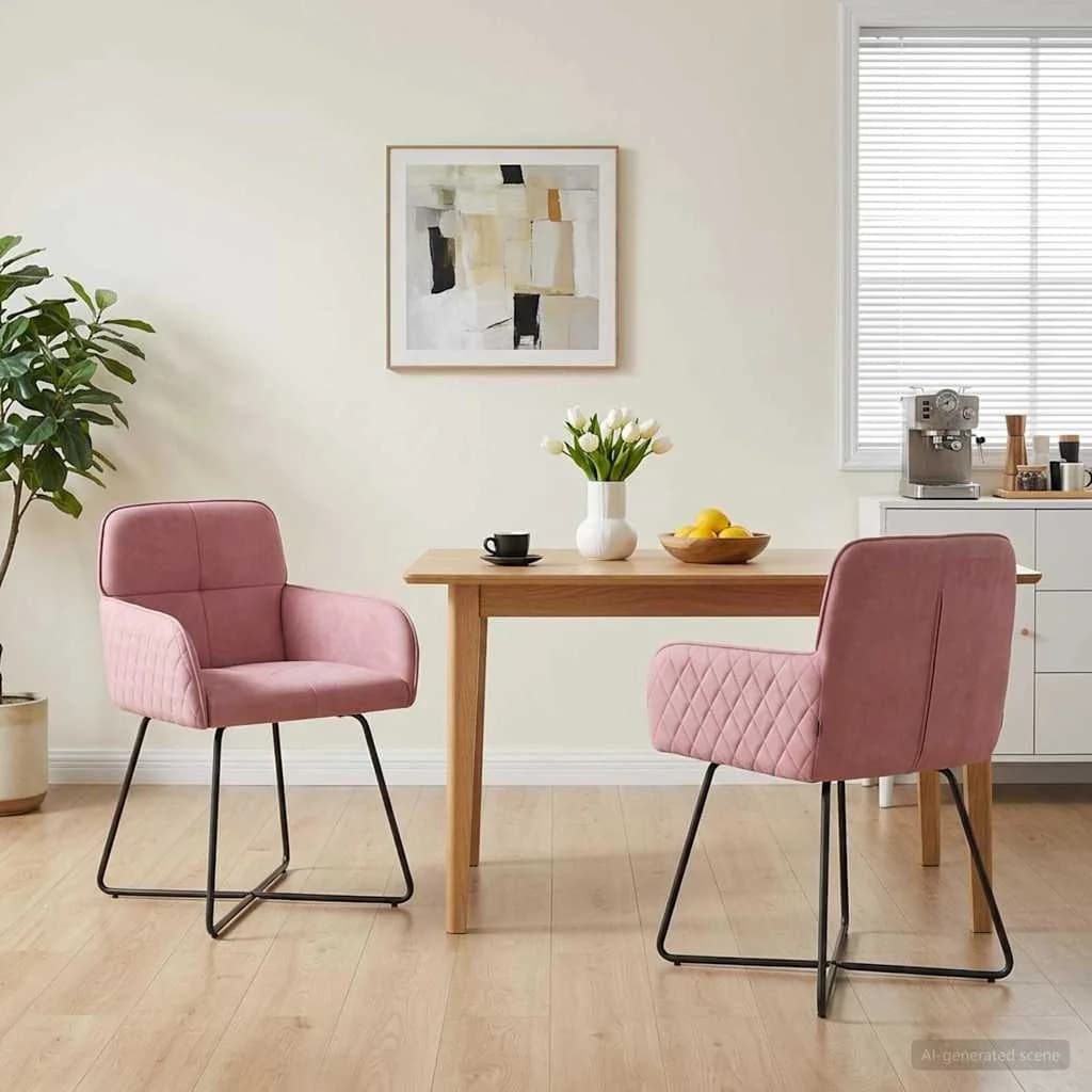Jedilni stoli 2 kos Žamet Roza 59 x 56,5 x 86 cm