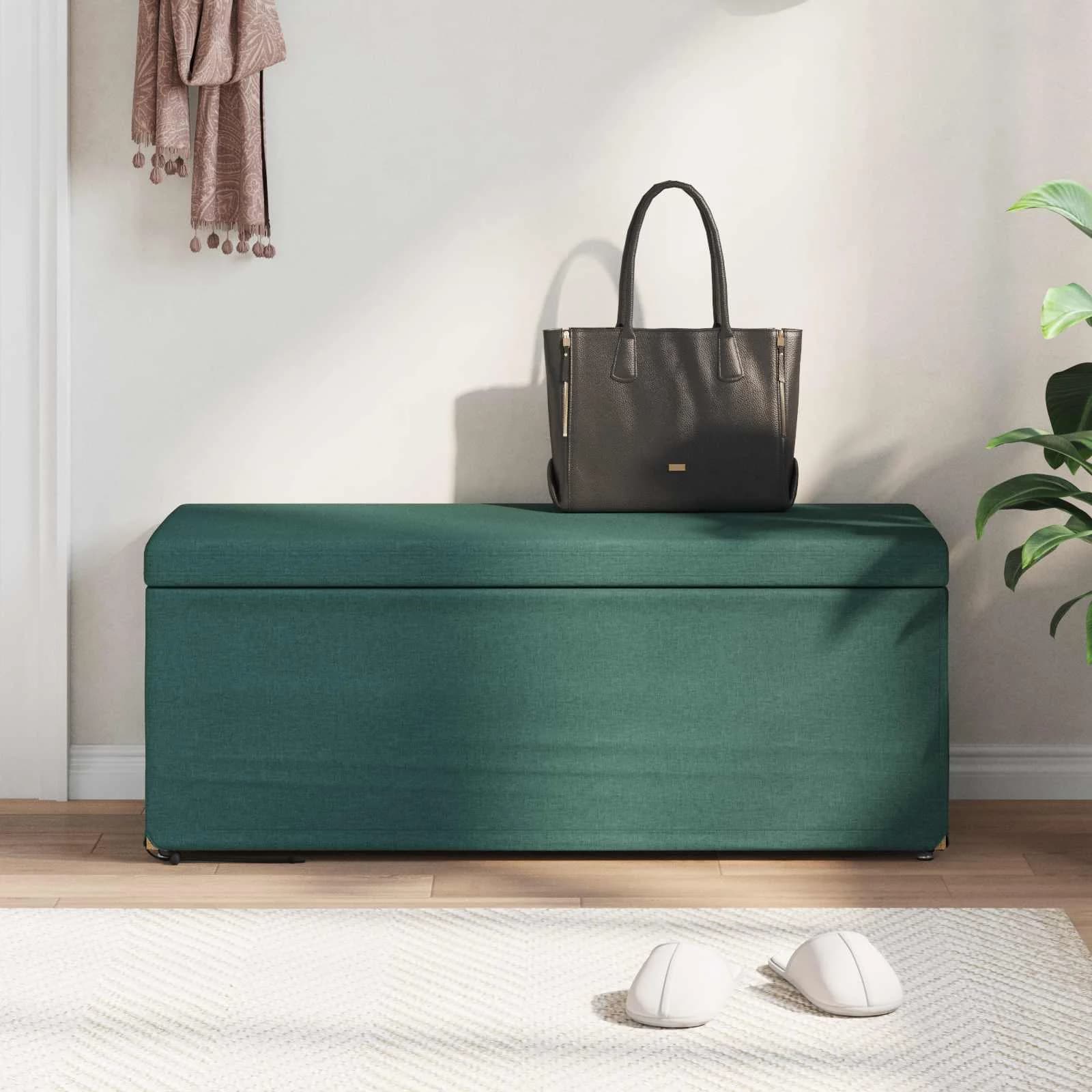 Stolica Temno zelena 101 x 41 x 40 cm Tkanina in obdelano les - slika 3