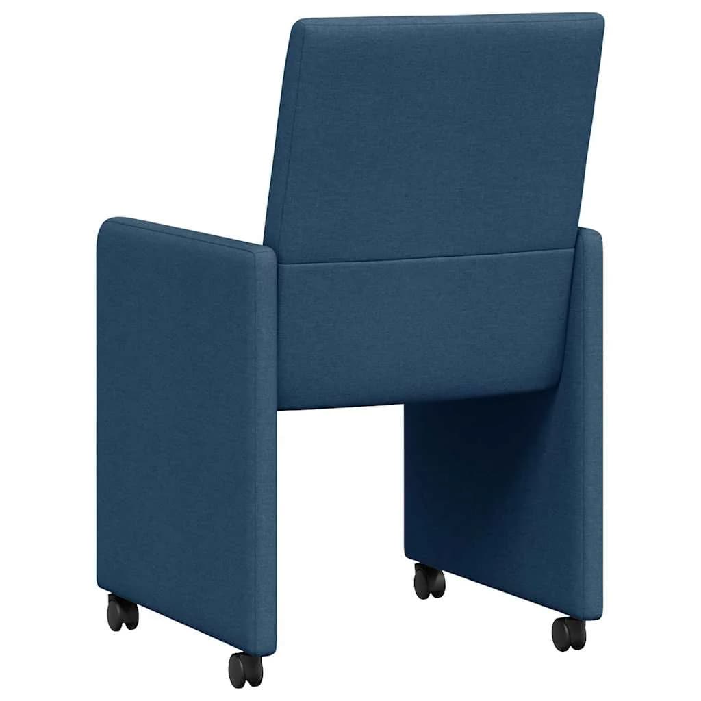 Jedilni stoli s kolesi 2 kos blago Modra 57 x 66 x 94 cm - slika 6