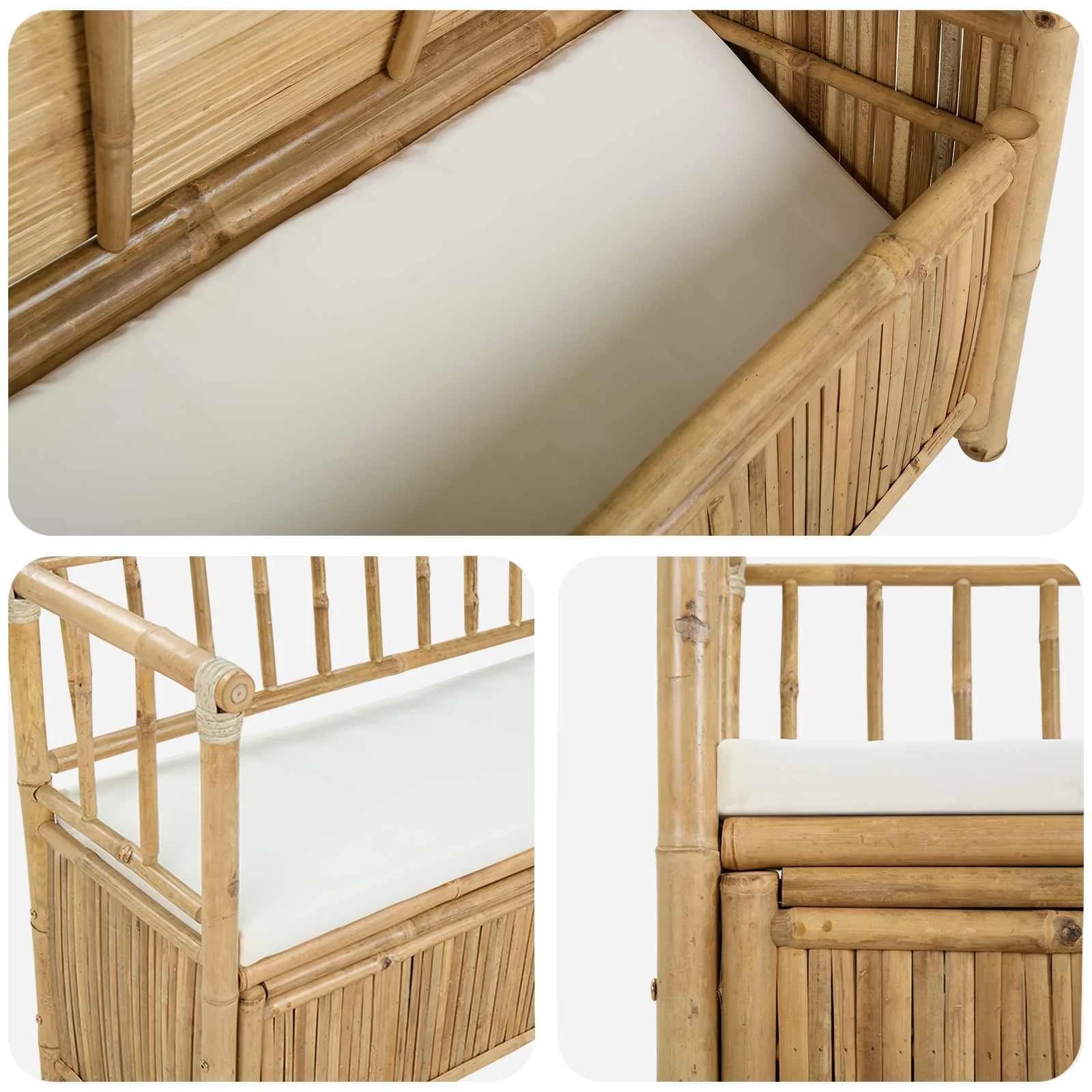Parkovna Shramba Klop 110 x 47 x 80 cm Bambus Naravna - slika 7