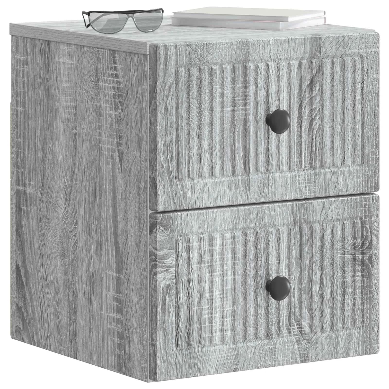 Stenski nočni omarici 2 kos Siva Sonoma 33 x 34,5 x 40 cm - slika 3