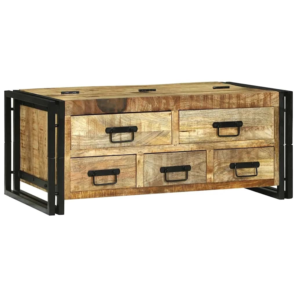 Klubska miza s predalom Rjava 90 x 50 x 38 cm Masiven les manga - slika 7