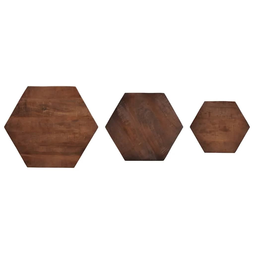 Klubske mizice Rjava 55 x 55 x 50 cm Masiven les manga - slika 8