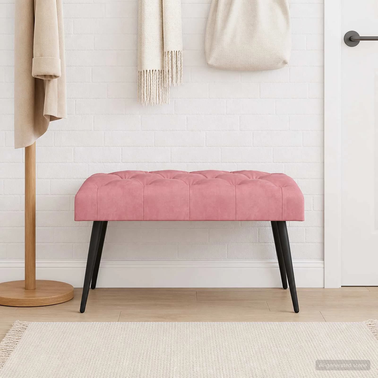 Klop s gumbnim oblazinjenjem Roza 80 x 40 x 46 cm Žamet - slika 4