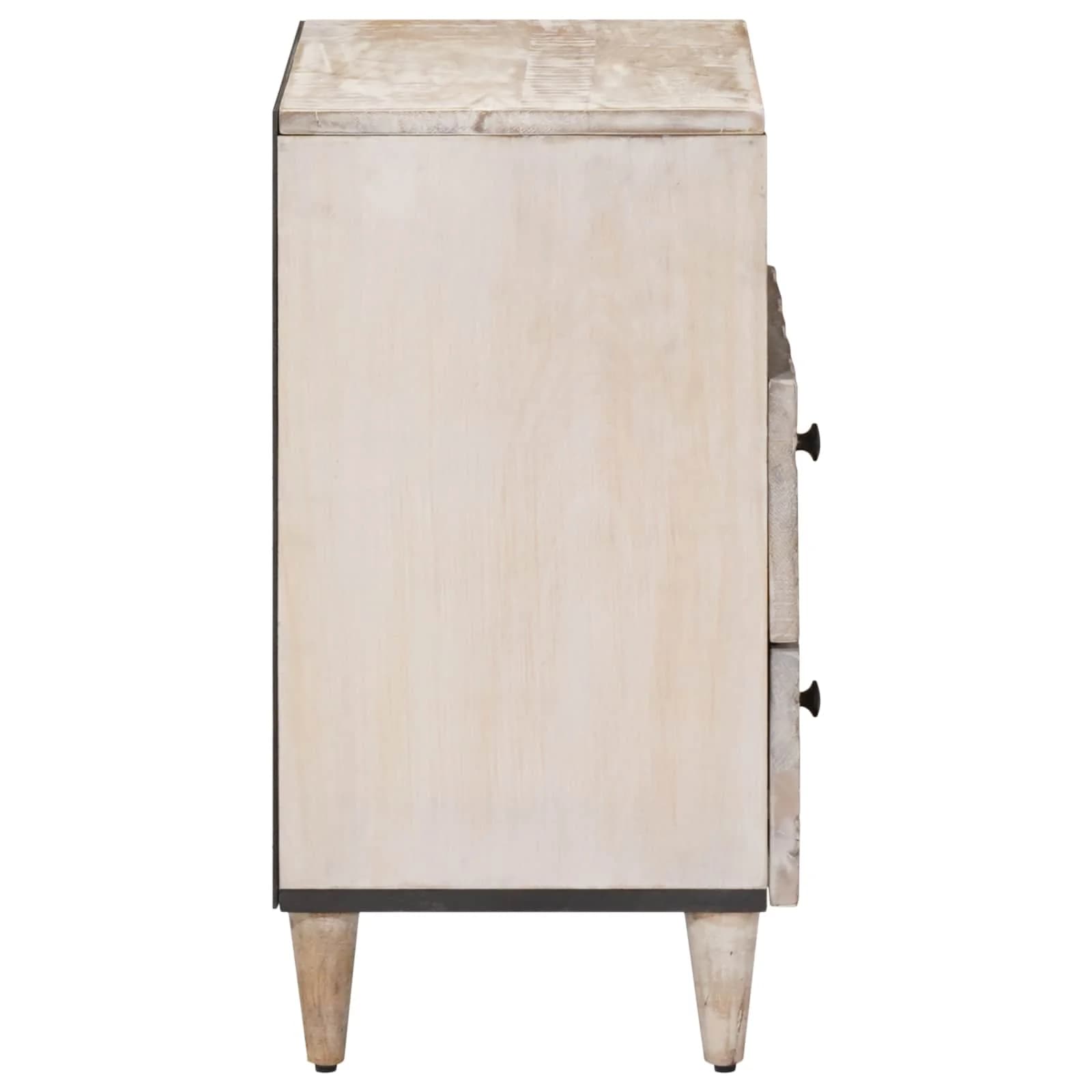 Posteljna omarica Bela 50 x 33 x 60 cm Masiven les manga - slika 4