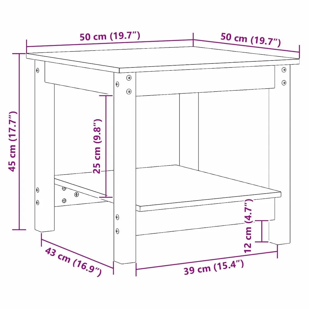 Klubska miza Voščeno rjava 50 x 50 x 45 cm Trdna borovina - slika 9