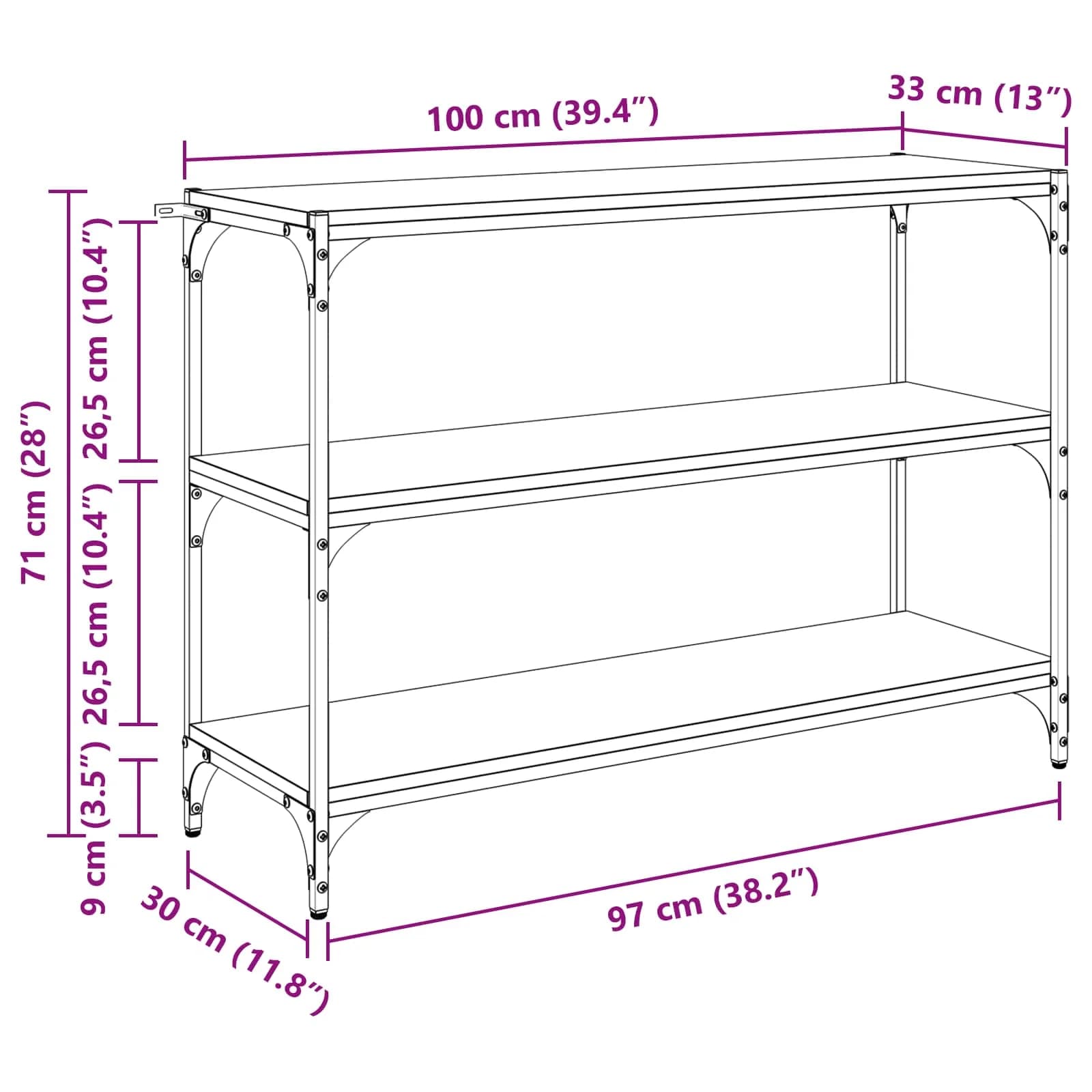 Knjigovni omar Star les 100 x 33 x 70,5 cm - slika 12