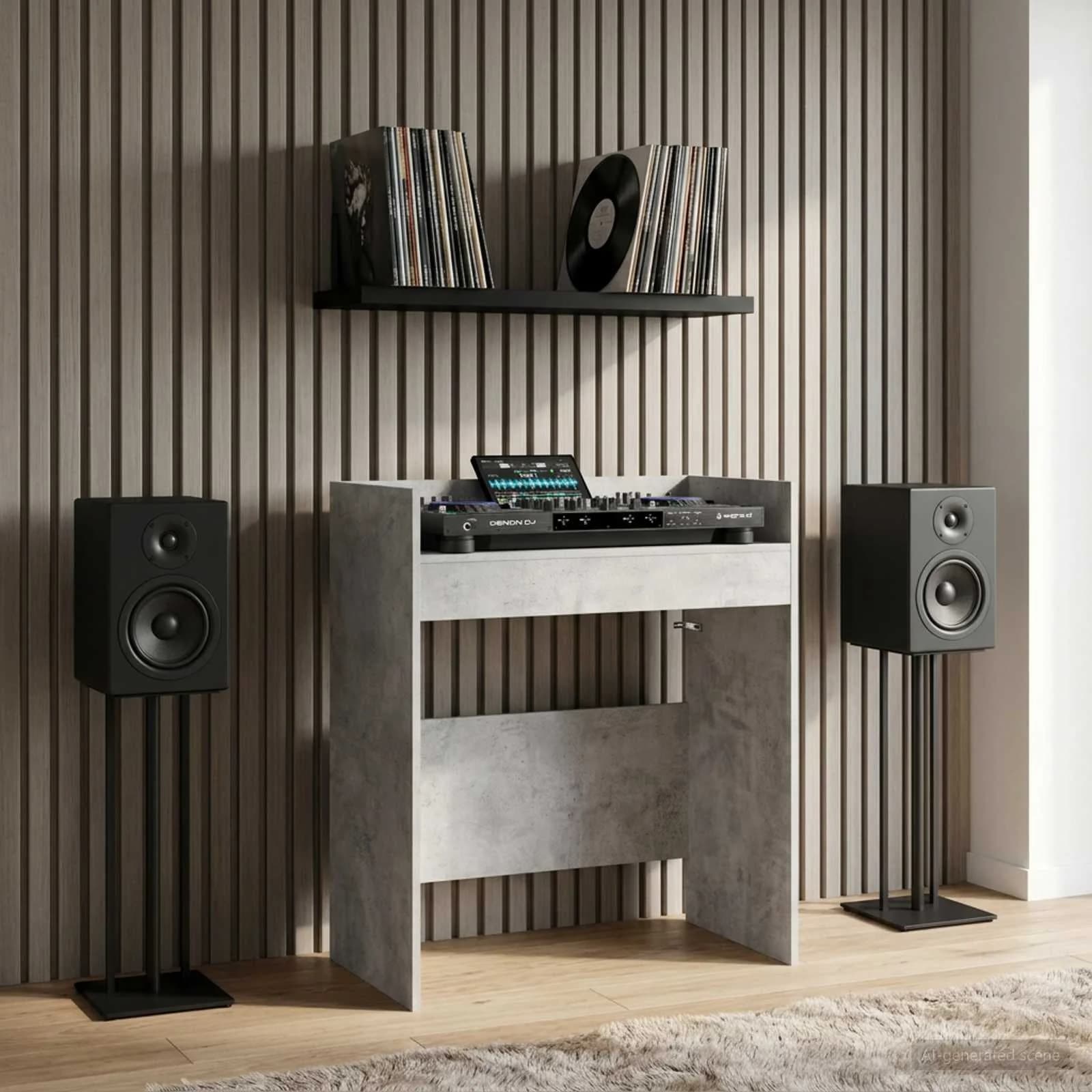 DJ miza Betonsko siva 102 x 45 x 102 cm Inženirski les