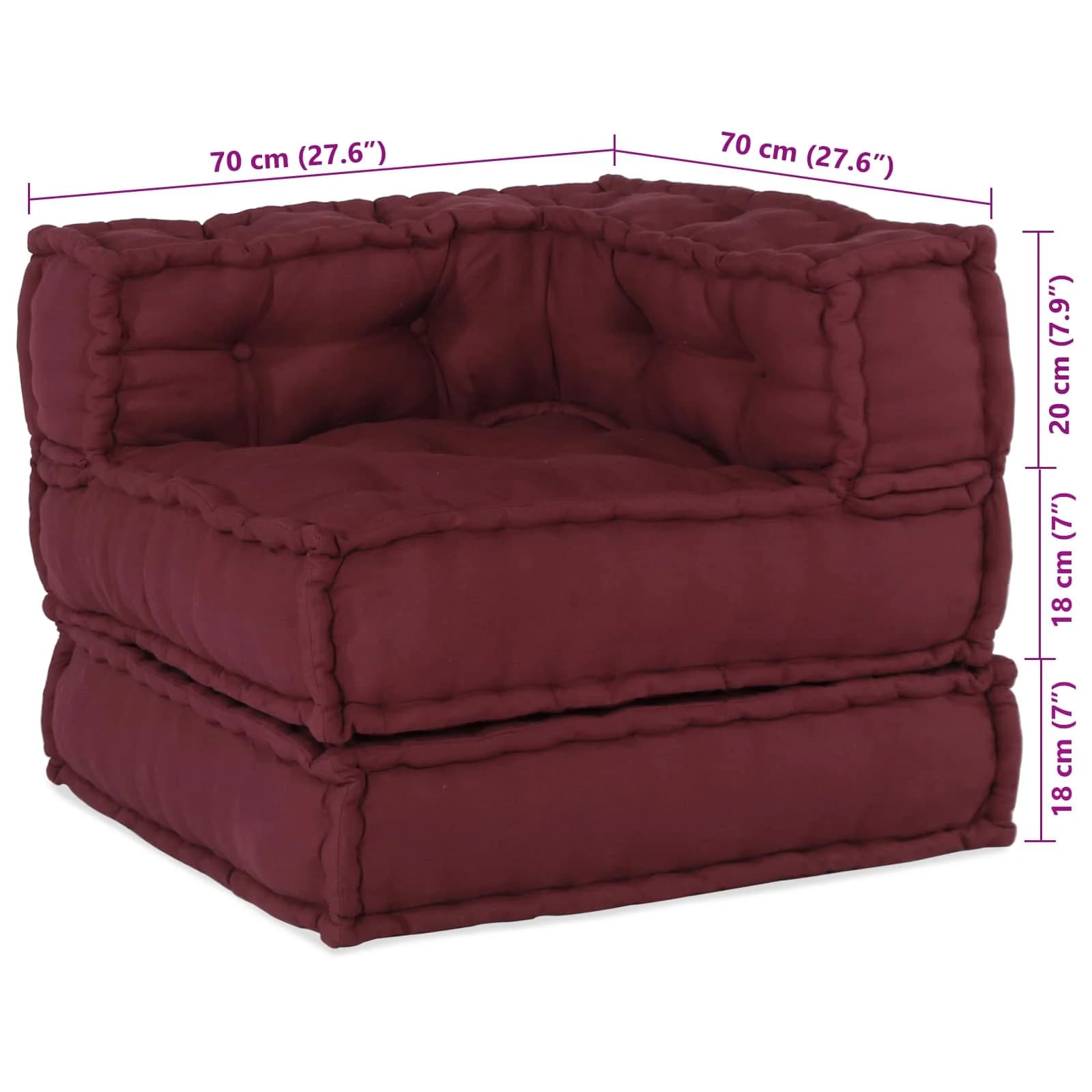 Modularna sedežna enota 2 kos Blago Bordo 140 x 70 x 56 cm - slika 4