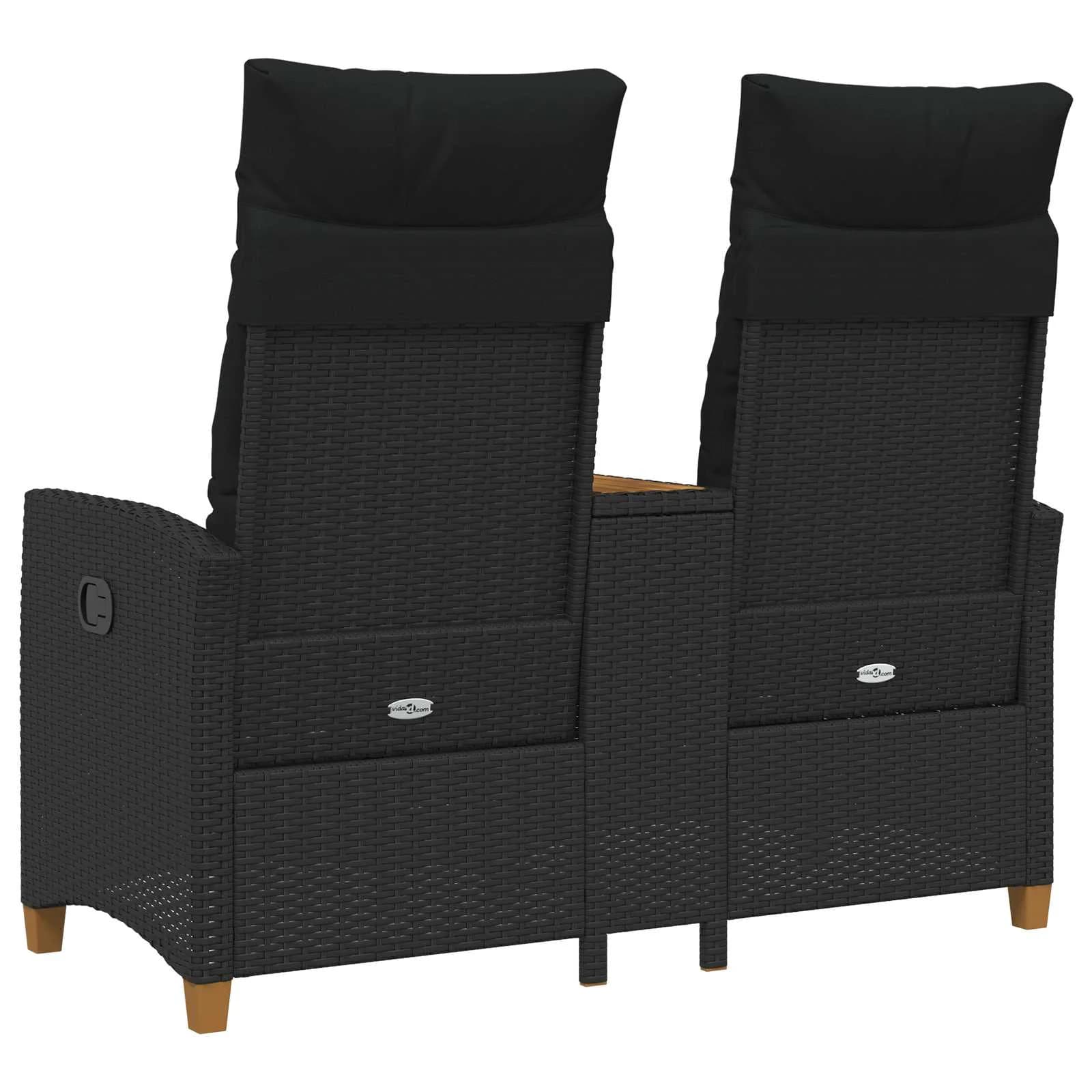 Zložljiva klop s tabelo Črna 126 x 65 x 112 cm poli ratan - slika 6