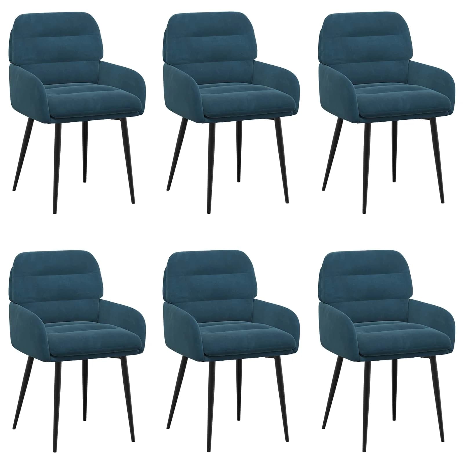 Jedilni stoli 6 kos Žamet Modra 59 x 59,5 x 90 cm - slika 2