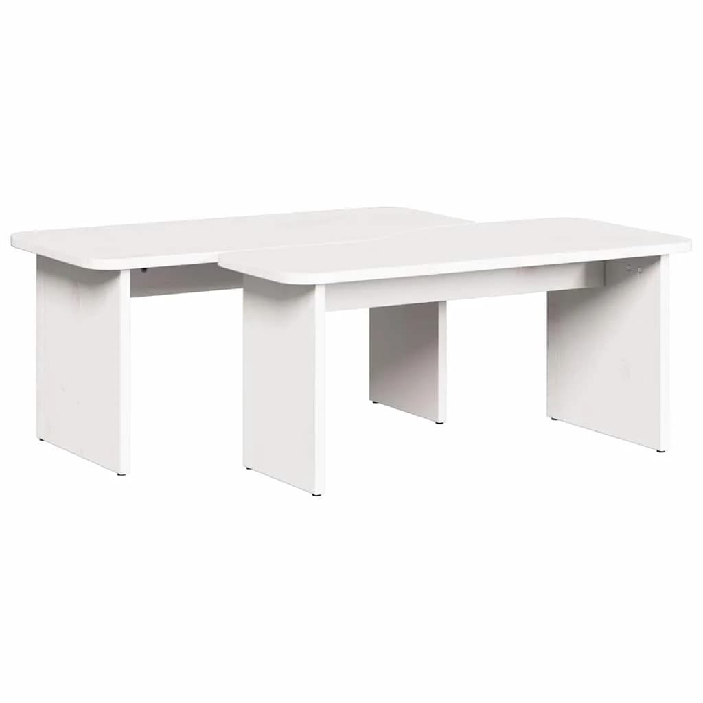 Klubska miza 2 kos Bela 100 x 69 x 35,5 cm Trdna borovina - slika 11