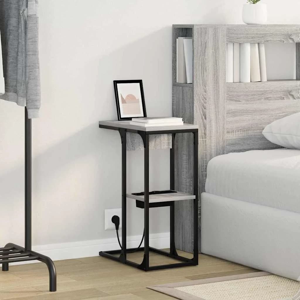 Nočna omarica Siva Sonoma 41,5 x 26 x 60,5 cm Inženirski les - slika 4