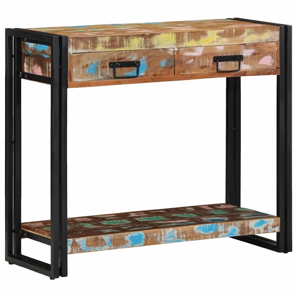 Konzolna miza večbarvno 90 x 33 x 75 cm Trdna obnovljena les