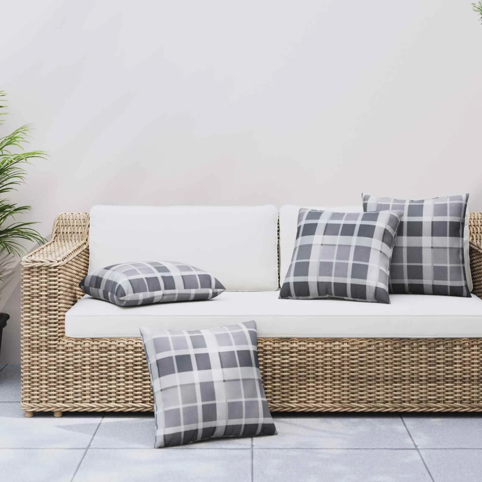 Zunanja blazina 4 kos Blago Siv karirani 60 x 60 cm