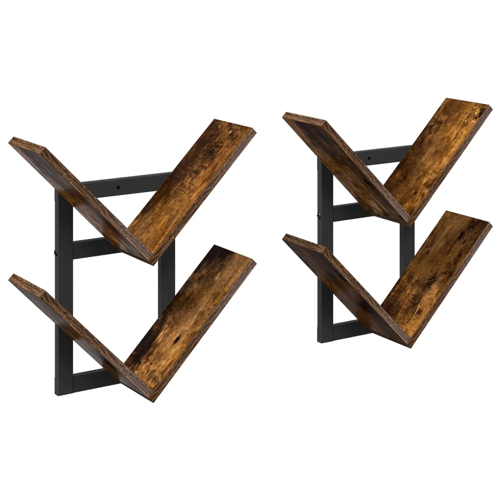 PrFloating Shelf 2 kos Dimljen hrast 43 x 15 x 47 cm - slika 2