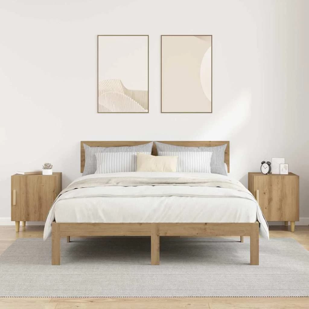Nočna omarica 2 kos Umetni hrast 40 x 40 x 50 cm Inženirski les - slika 4