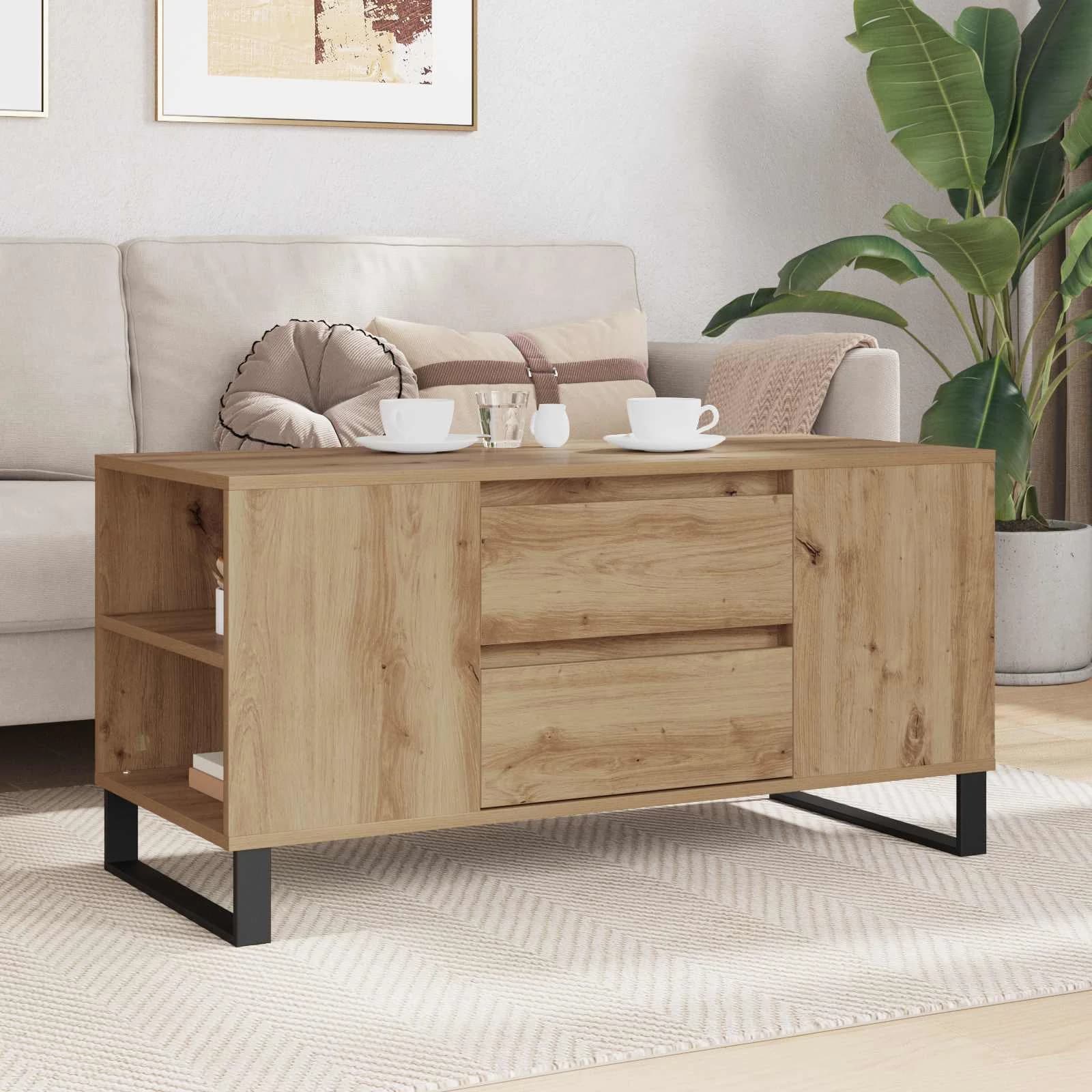 Klubska miza Umetni hrast 102 x 44,5 x 50 cm Inženirski les - slika 4
