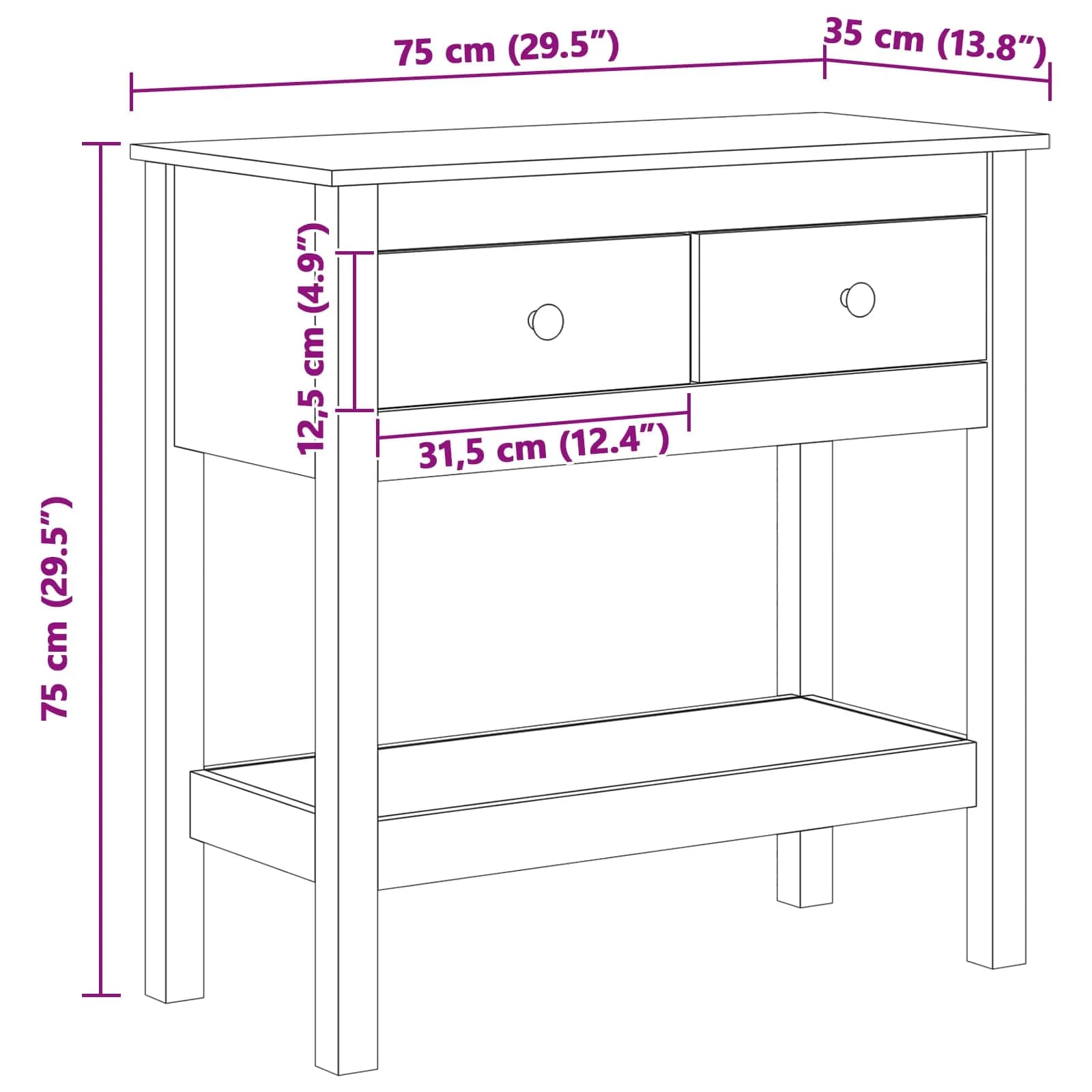Konzolna miza Voskast rjav 75 x 35 x 75 cm Trdna borova les - slika 8