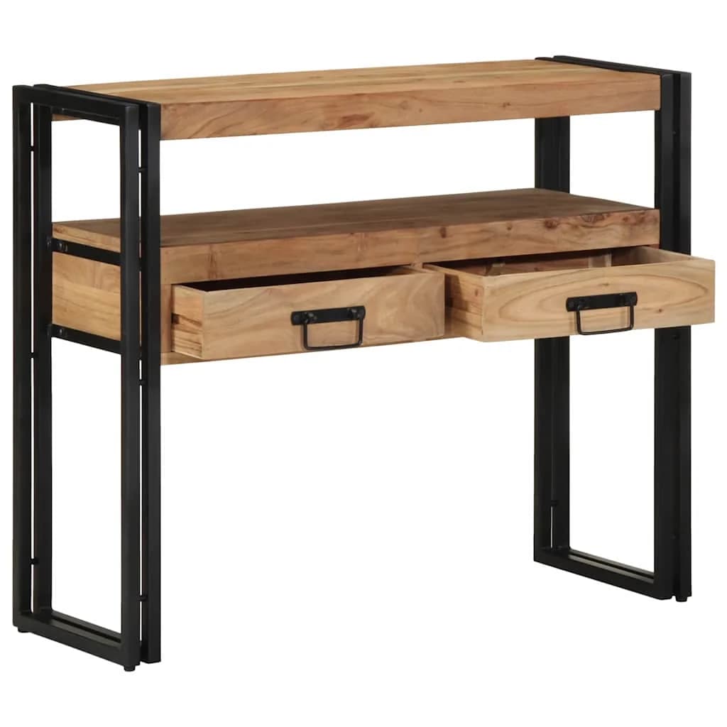Konzolna miza Rjava 90 x 33 x 75 cm Masiven les akacije - slika 2