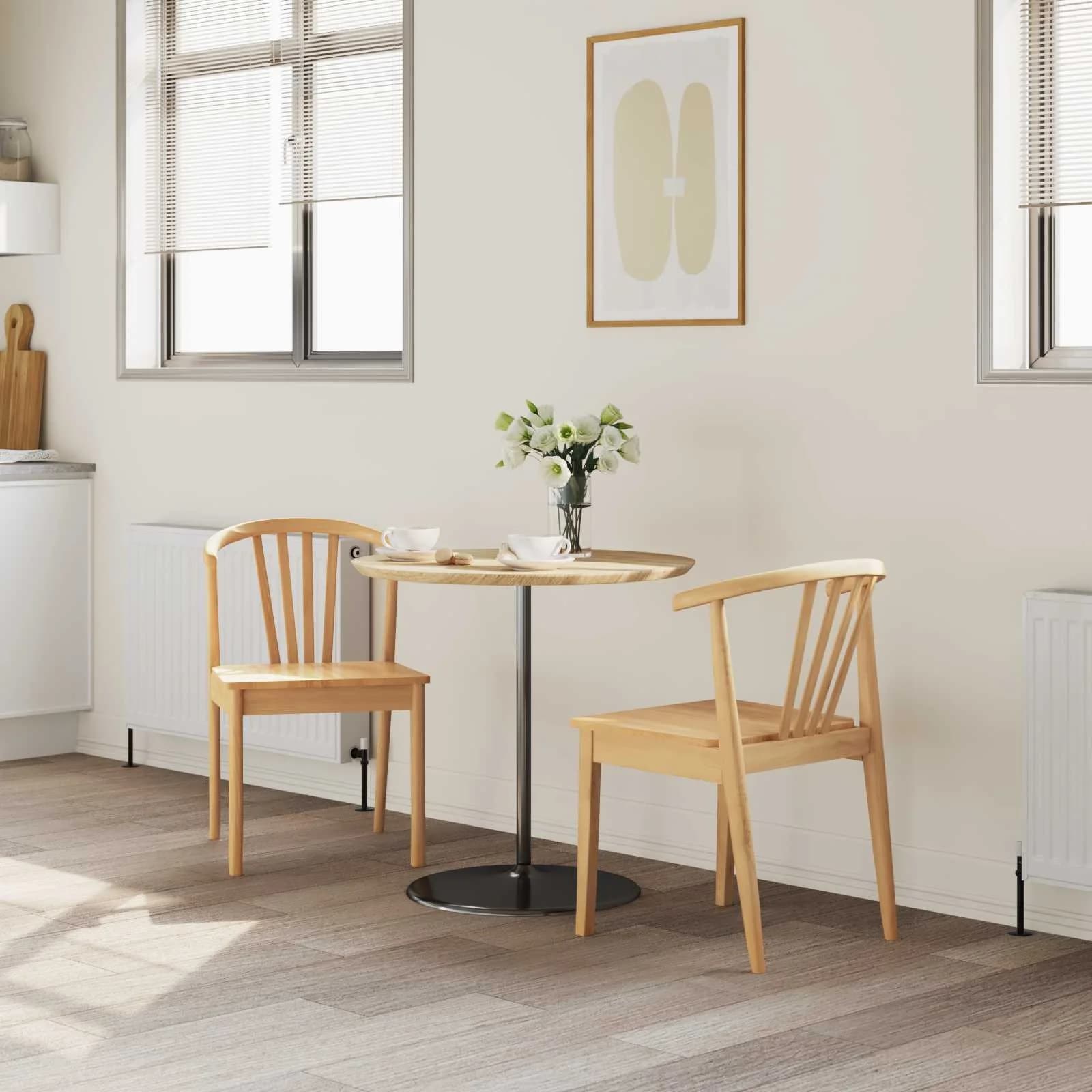 Jedilni stol 2 kos Trda guma Naravna 51 x 61 x 80,5 cm - slika 3