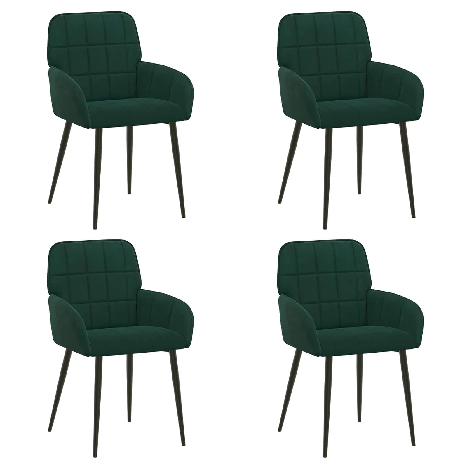 Jedilni stoli 4 kos Žamet Temno zelena 57 x 50 x 85 cm - slika 2