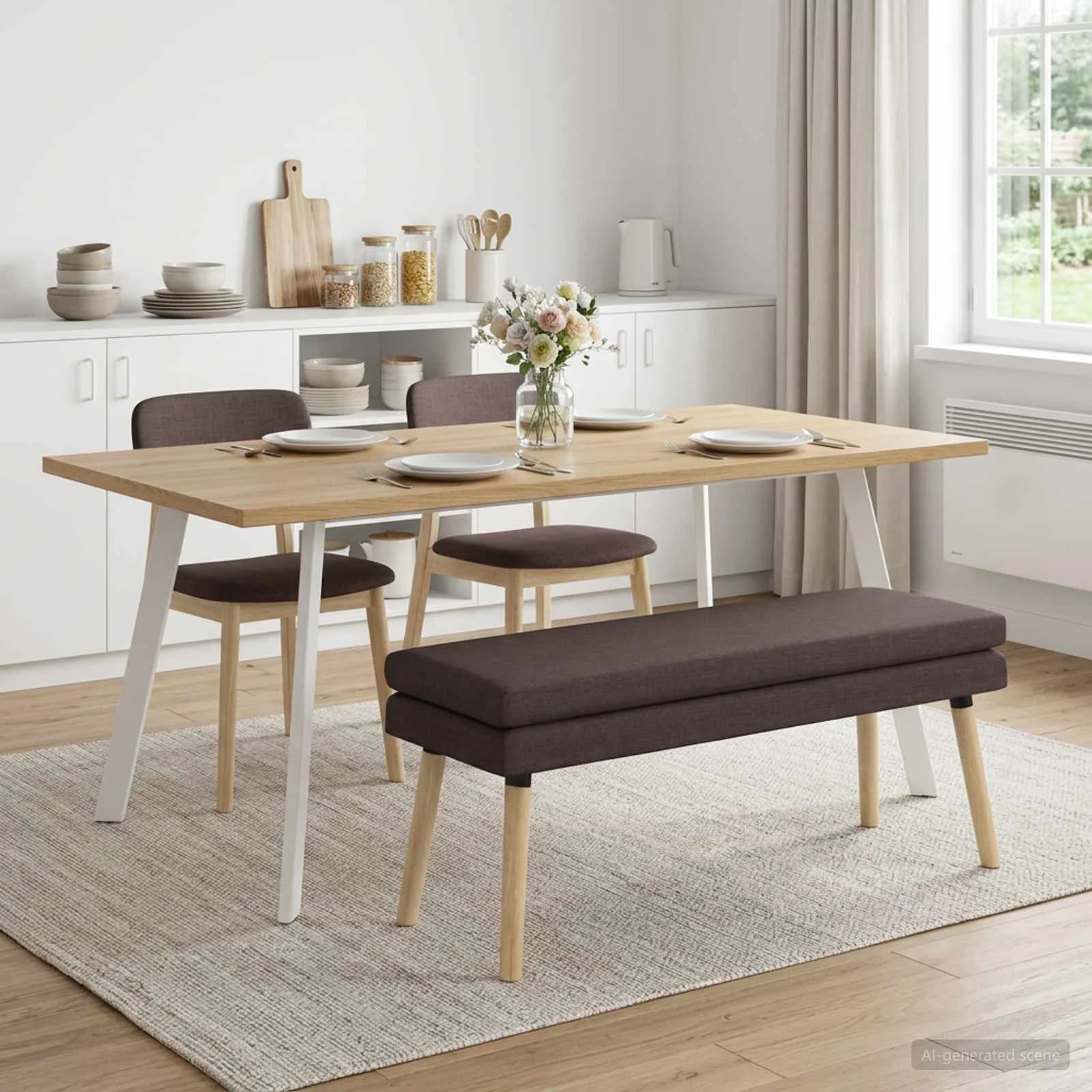 Dvojna klop Temno rjava 110 x 40 x 47 cm Blago - slika 3