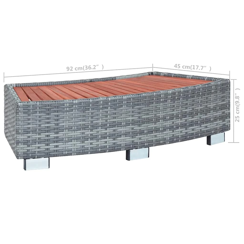 Stopnica za masažni bazen siv poli ratan 92x45x25 cm - slika 10
