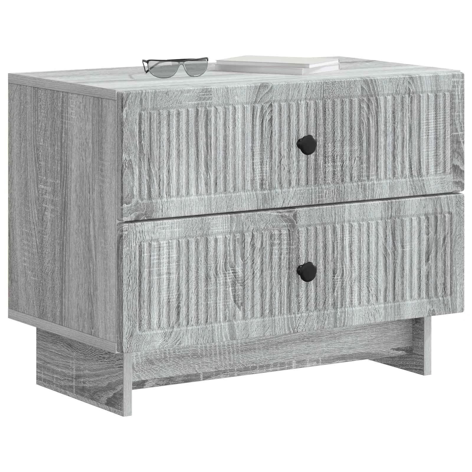 Nočna omarica Siva Sonoma 62 x 34,5 x 47,5 cm Inženirski les - slika 3