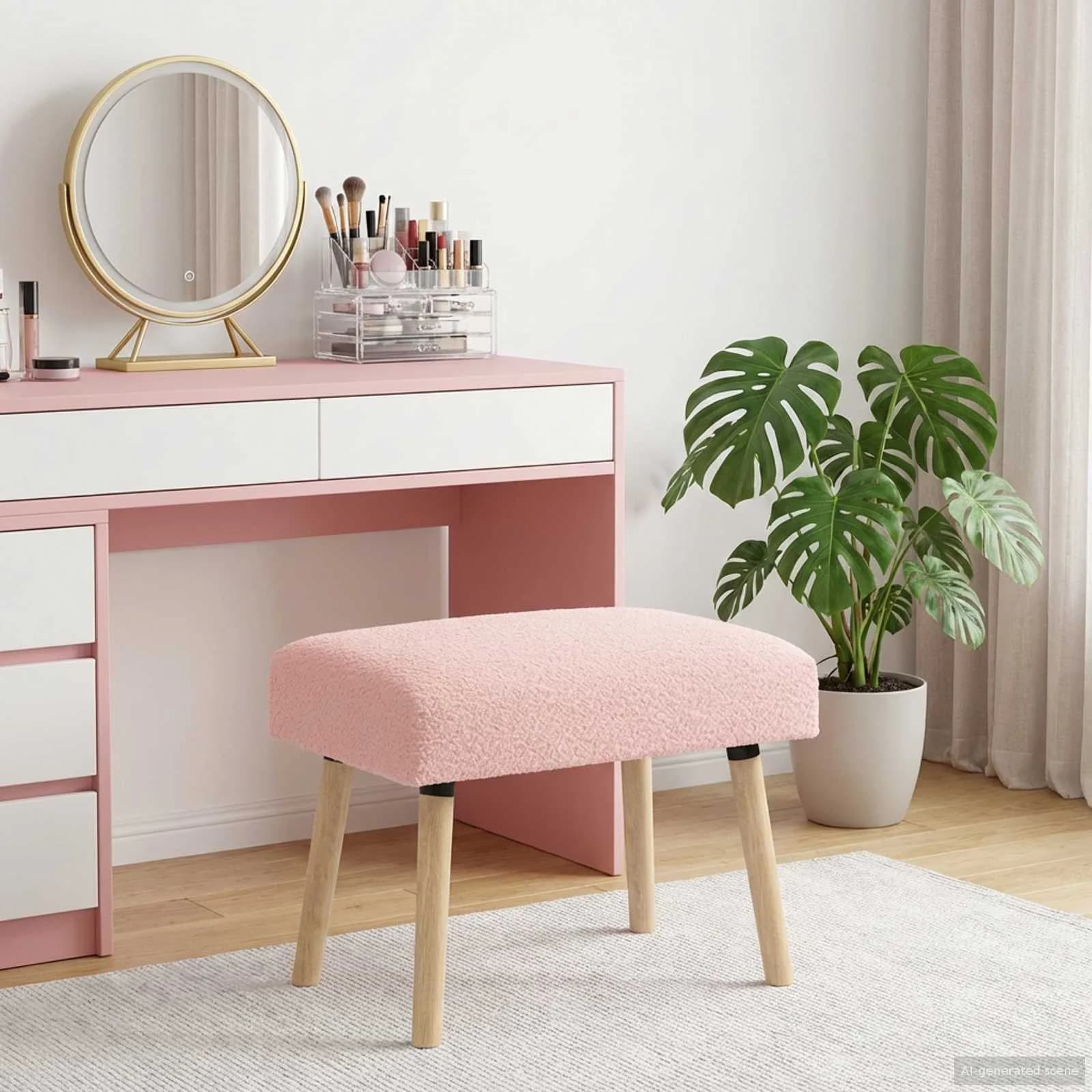 klop Enobarvno Roza 60 x 40 x 45 cm Bouclé - slika 4