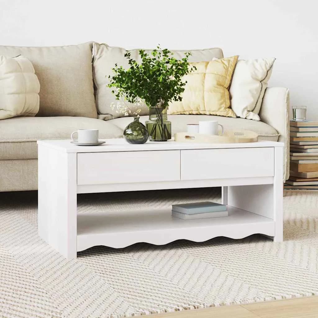 Klubska miza Drammen Bela 99 x 55 x 45 cm Masivno borovo les