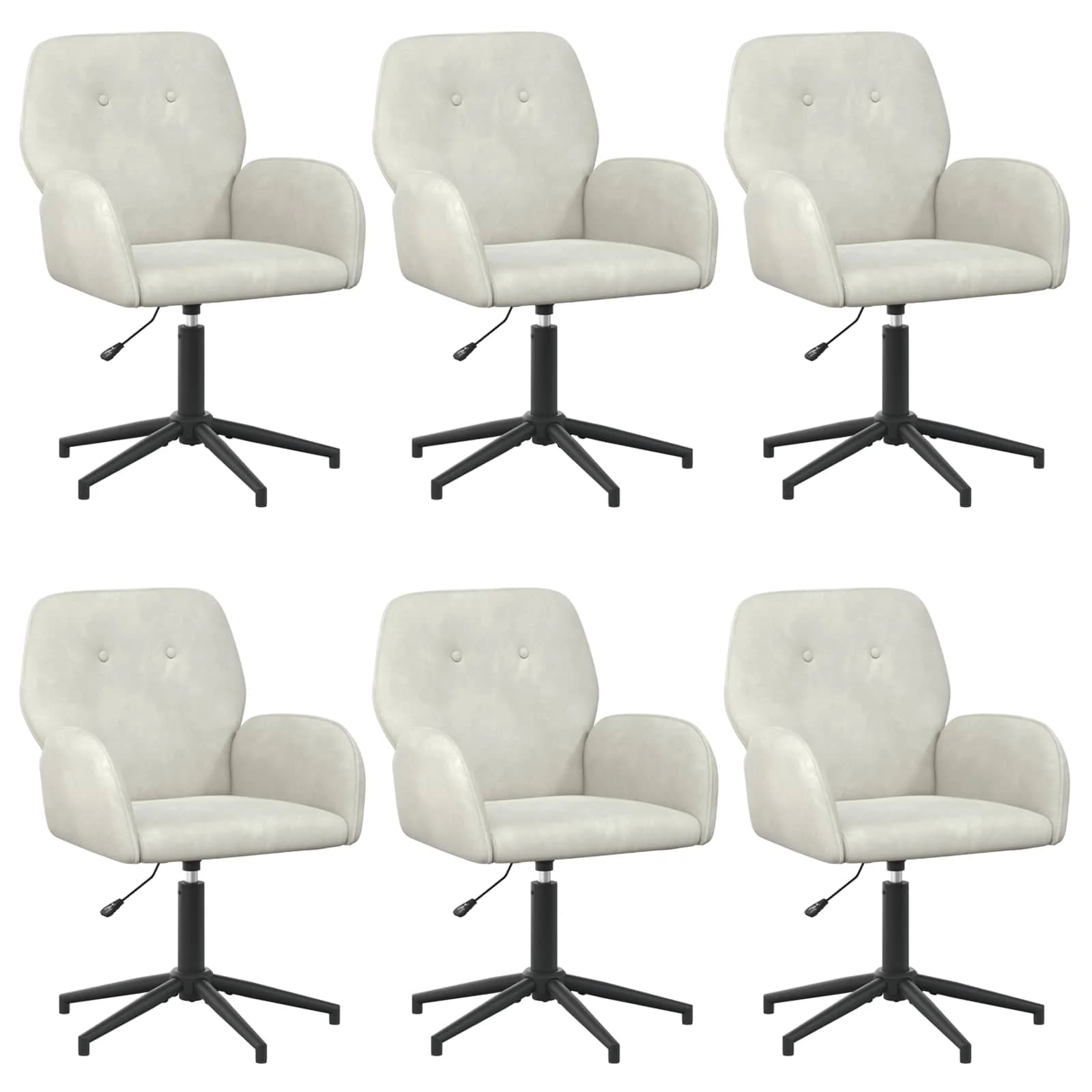 Vrteči pisarniški stoli 6 kos 54 x 55 x 90 cm Krem Žamet - slika 2
