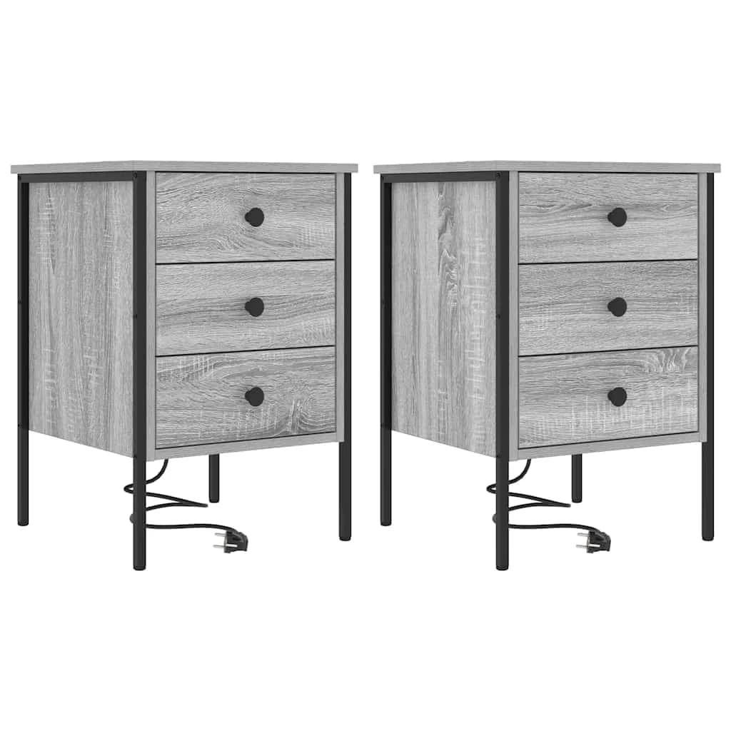 Nočna omarica 2 kos Siva Sonoma 42 x 41 x 61 cm Inženirski les - slika 2