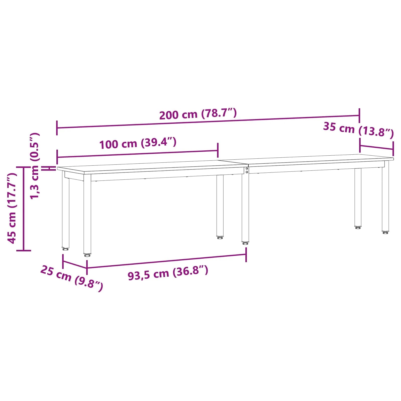 klop Siva Sonoma 200 x 35 x 45 cm Inženirski les - slika 11