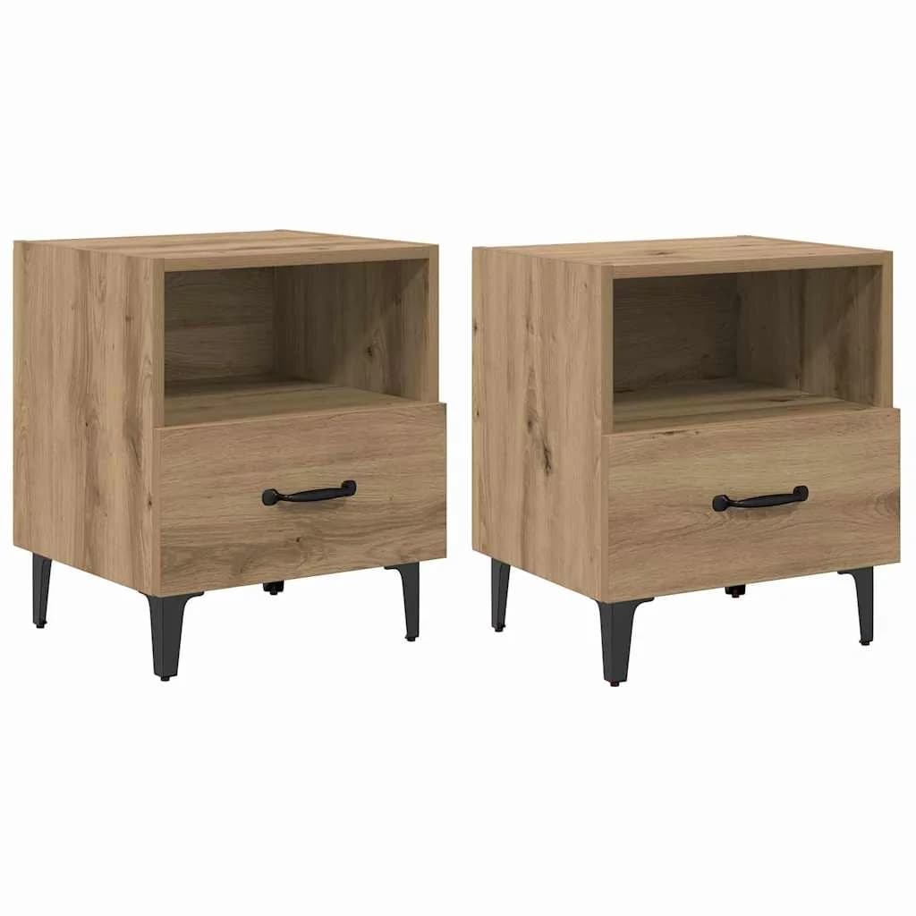 Nočna omarica 2 kos Umetni hrast 40 x 35 x 47,5 cm - slika 2