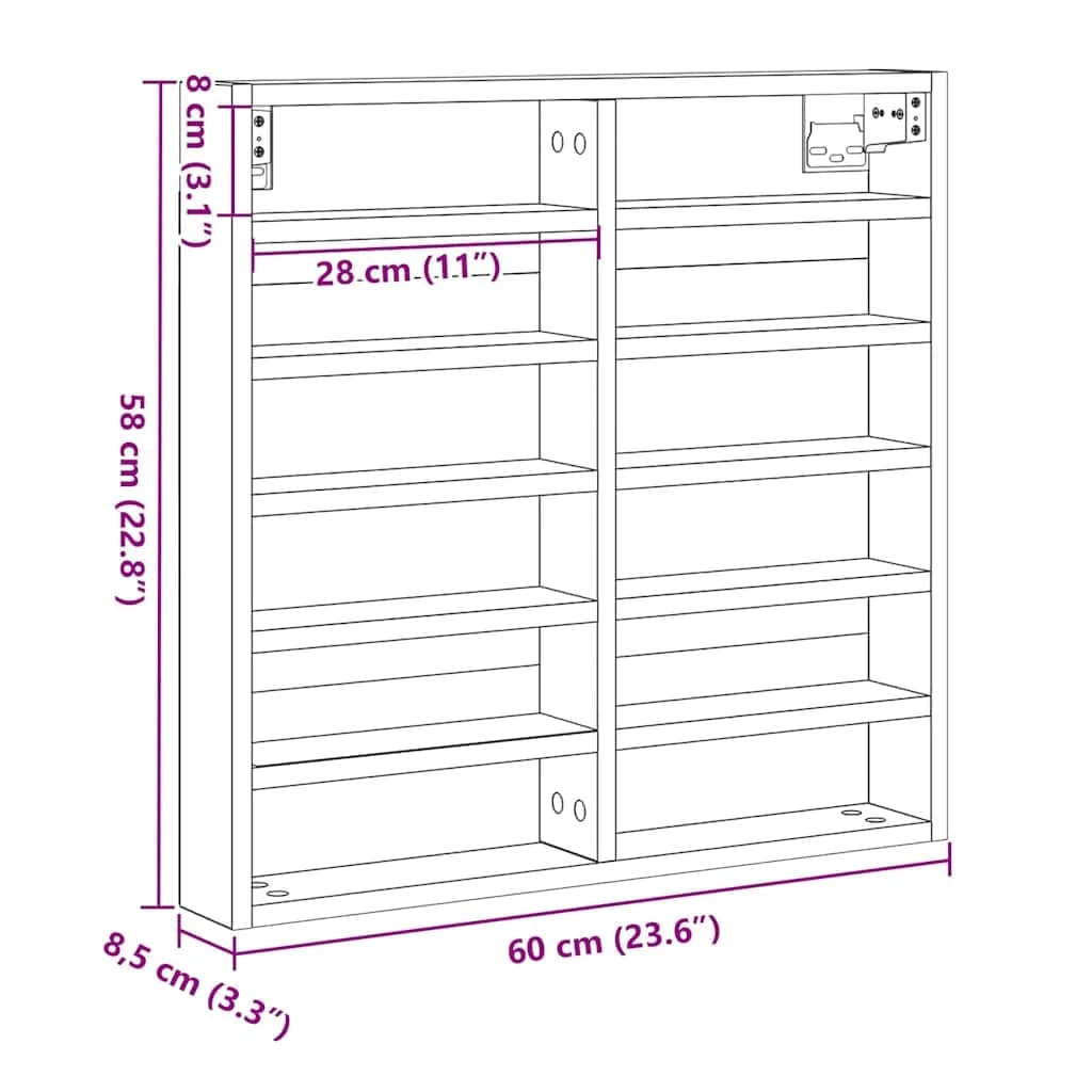 Razstavna omara Montaža za steno Star les 60 x 8,5 x 58 cm - slika 11