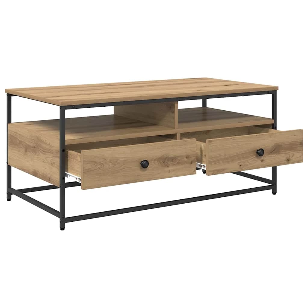 Klubska miza Umetni hrast 100 x 51 x 45 cm Inženirski les - slika 5