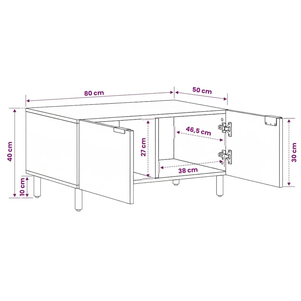 Klubska miza Rjava 80 x 50 x 40 cm Masiven les manga - slika 10