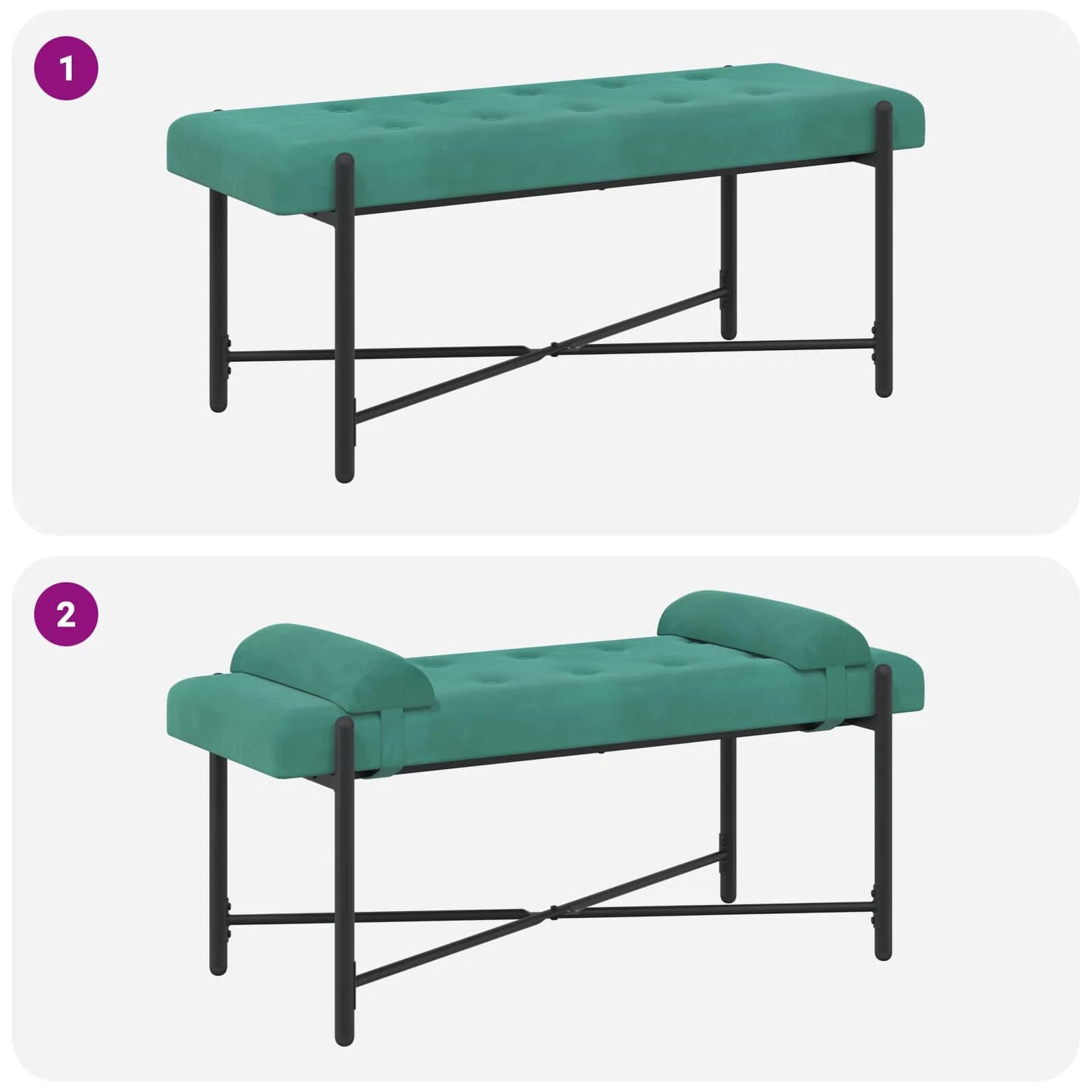 Klubska klop z gumbi in vzglavniki Turkizna 110 x 40 x 46 cm - slika 9