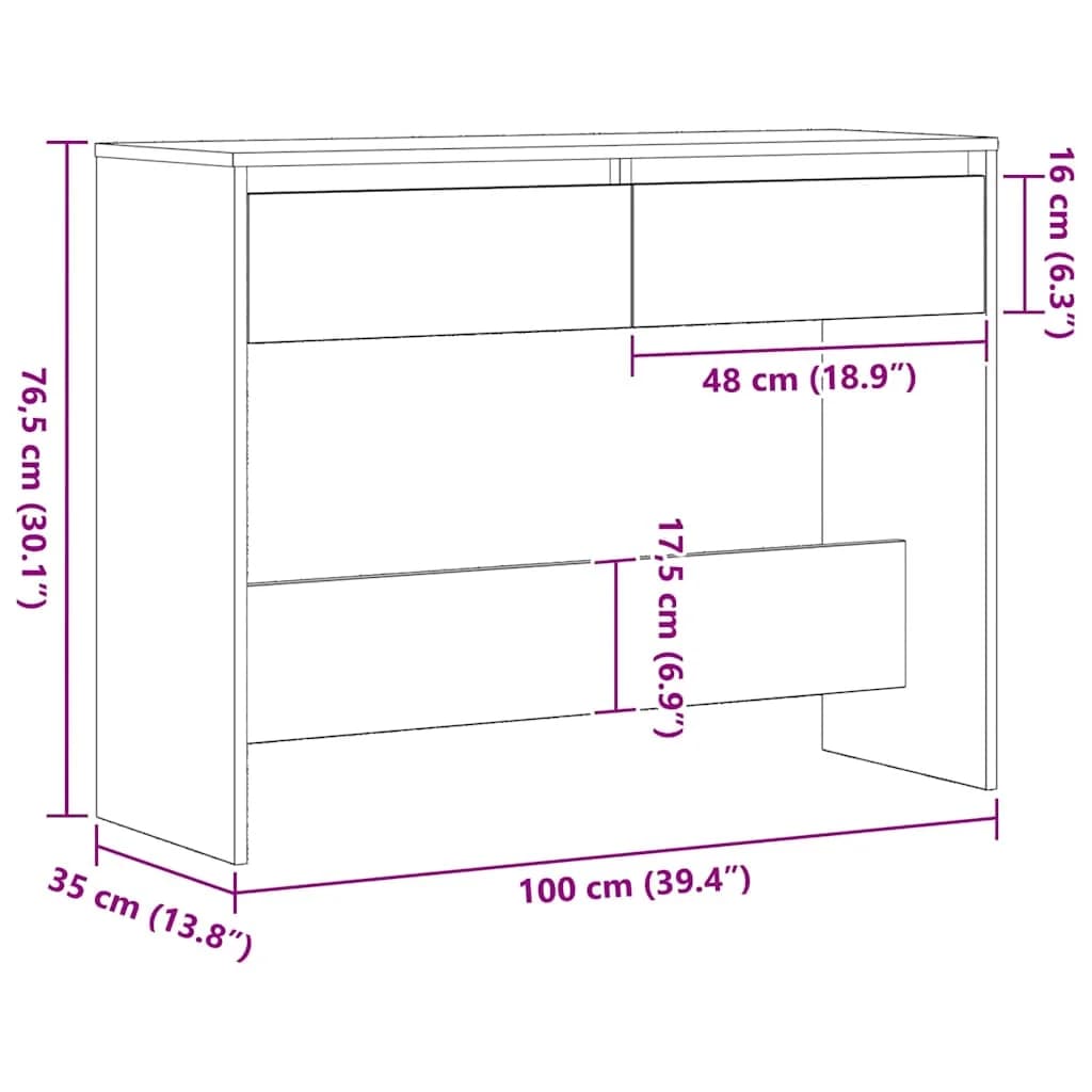 Konzolna miza Črna Orehovina 100 x 35 x 76,5 cm Inženirski les - slika 11