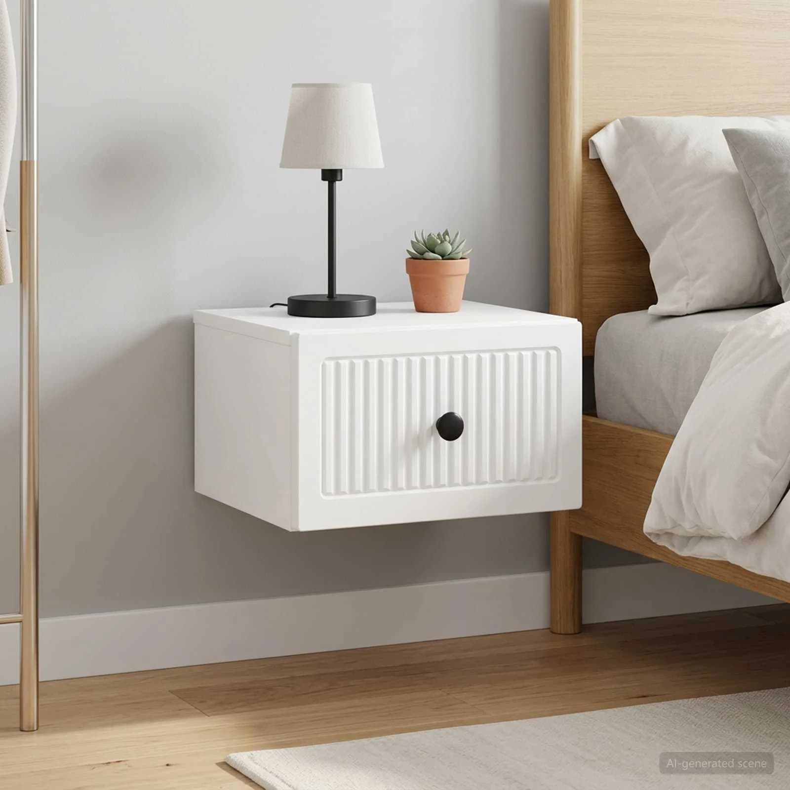 Stenski nočni omarici 2 kos Bela 33 x 34,5 x 20 cm - slika 4