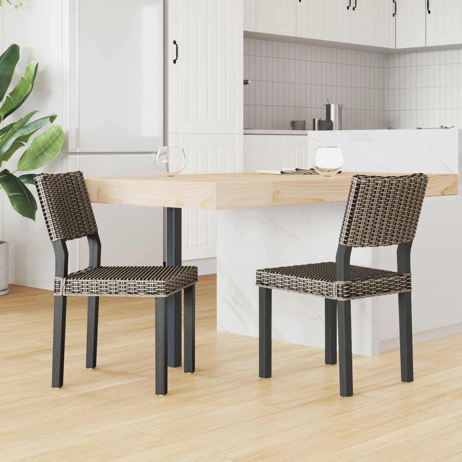 Jedilni stol 2 kos Kubu rattan Črna pranja 46 x 55 x 84 cm - slika 3